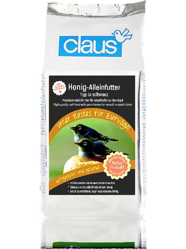Claus Honig-Alleinfutter Ia schwarz - mjuk mat med ren honung för exotiska fåglar 500g