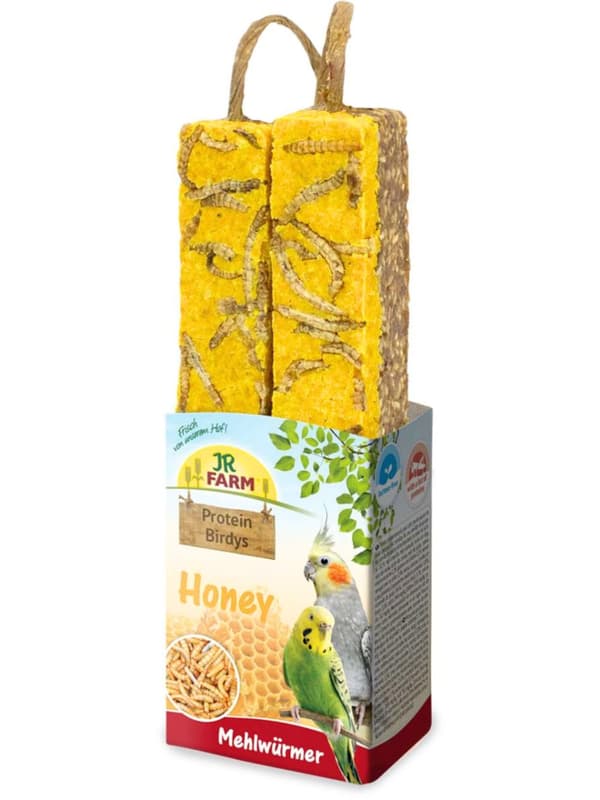 JR FARM Protein-Birdys Honey Silkworms - Herkullinen kananmunakakku hunajalla ja jauhomadoilla kaikille papukaijoille