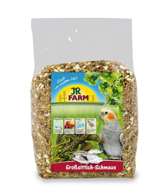 Jr Farm Stora Parakiter - foder för nymfparakiter och andra medelstora papegojor - berikat med ostronskal 1 kg