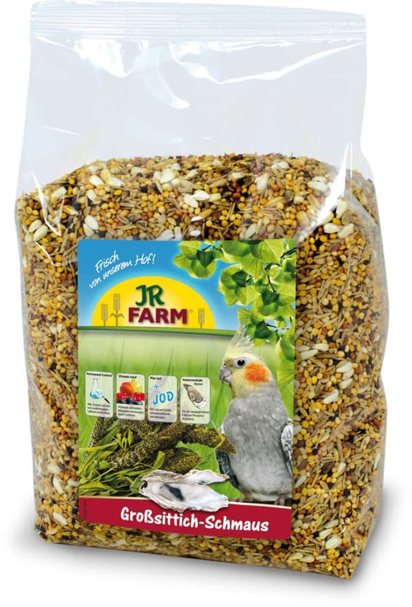 Jr Farm Stora Parakiter - foder för nymfparakiter och andra medelstora papegojor - berikat med ostronskal 1 kg