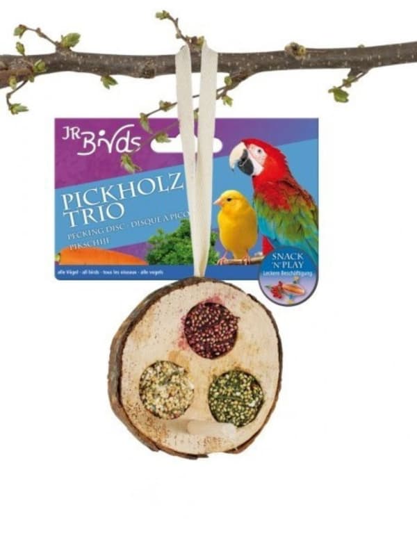 JR FARM - Disc Trio - läckra godbitar för lek och mums för alla papegojor 70g