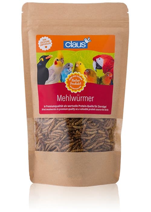 Claus Mehlwürmer - tørrede melorme til alle papegøjer 75g