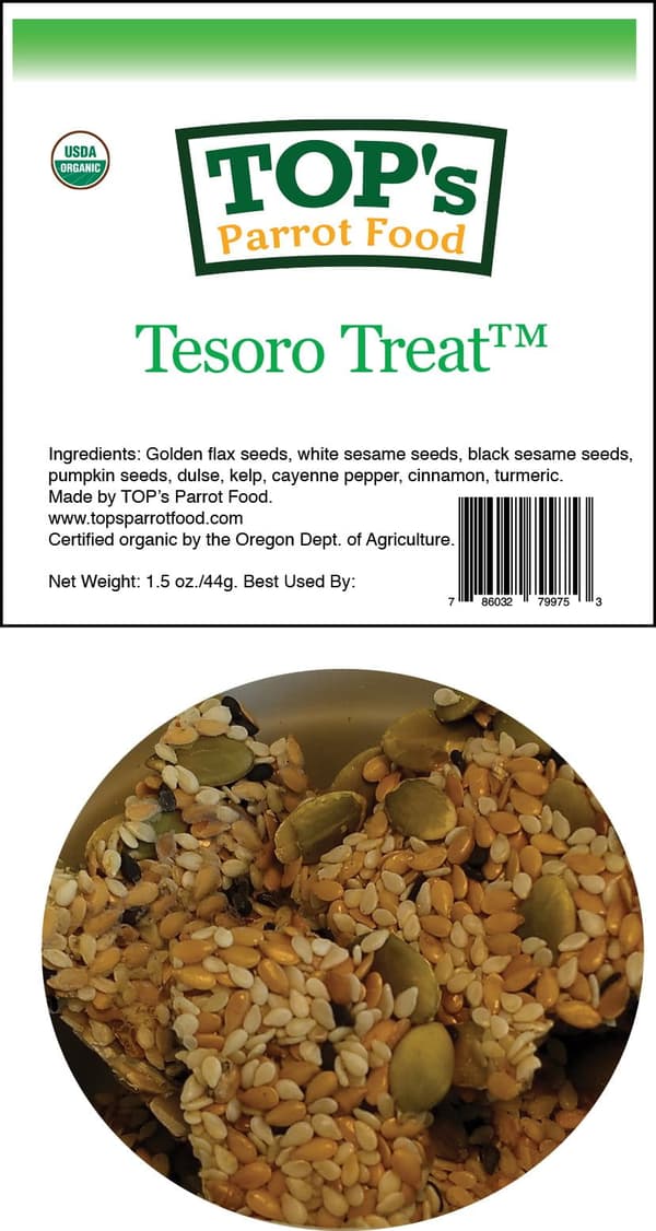 Top's Tesoro papegojgodis - BLUEBERRY - Ekologiskt godis för papegojor med blåbärssmak 44g