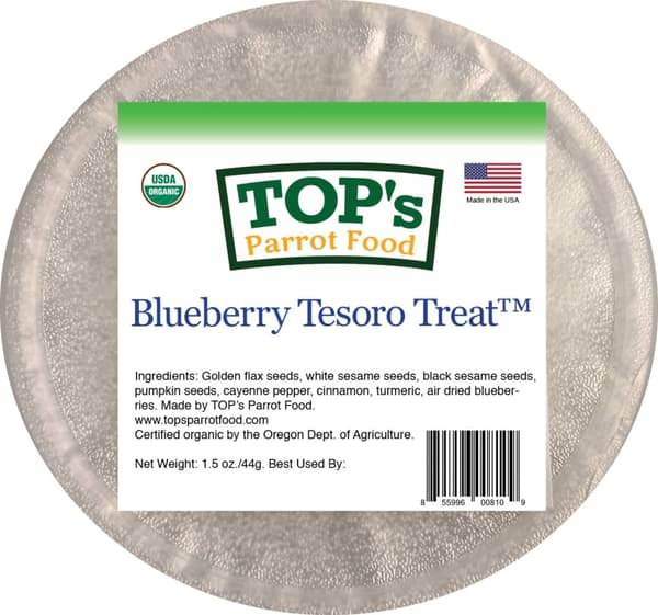 Top's Tesoro papegojgodis - BLUEBERRY - Ekologiskt godis för papegojor med blåbärssmak 44g Top's Tesoro papegojgodis - BLUEBERRY - Ekologiskt godis för papegojor med blåbärssmak 44g