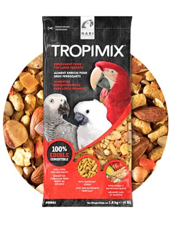Hagen Hari Tropimix Stor papegojfodermix - Balanserat foder med granulat för stora papegojor 1,8 kg