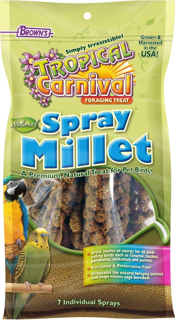 Tropical Carnival Natural Spray Millet - 7 hirssinoksaa kaikille papukaijoille