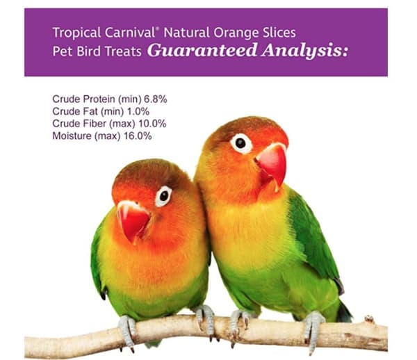 Tropical Carnival Natural Appelsiinisiivut Lemmikkilintujen herkut - Appelsiinisiivut - Luonnollinen C-vitamiini kaikille papukaijoille 21 g