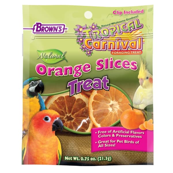 Tropical Carnival Natural Appelsiinisiivut Lemmikkilintujen herkut - Appelsiinisiivut - Luonnollinen C-vitamiini kaikille papukaijoille 21 g