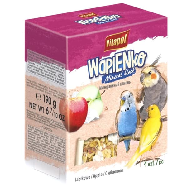 Vitapol Wapienko - ÄPPLE kalksten XL tärning - tärning för papegojor 190g