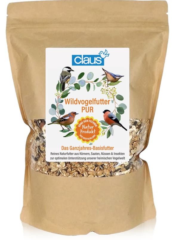 Claus Wildvogelfutter PUR - basfoder året runt för vilda och trädgårdsfåglar 1 kg