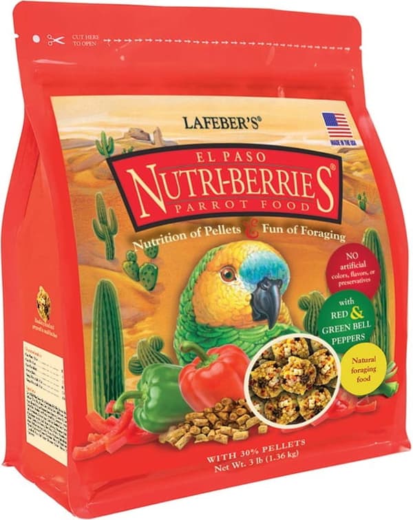 Lafeber NutriBerries El Paso - Kryddig mat med grönsaker i form av bollar för stora och medelstora papegojor 1,36 kg
