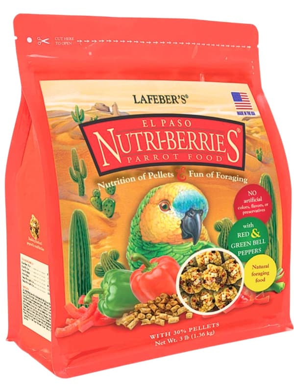 Lafeber NutriBerries El Paso - Kryddig mat med grönsaker i form av bollar för stora och medelstora papegojor 1,36 kg