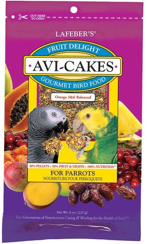 Lafeber Avi-Cakes Fruit Delight - Balanserat foder: frukt + spannmål + kakformade granuler för stora och medelstora papegojor 230 g