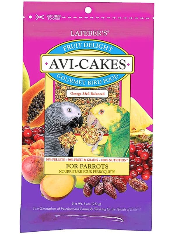 Lafeber Avi-Cakes Fruit Delight - Balanserat foder: frukt + spannmål + kakformade granuler för stora och medelstora papegojor 230 g