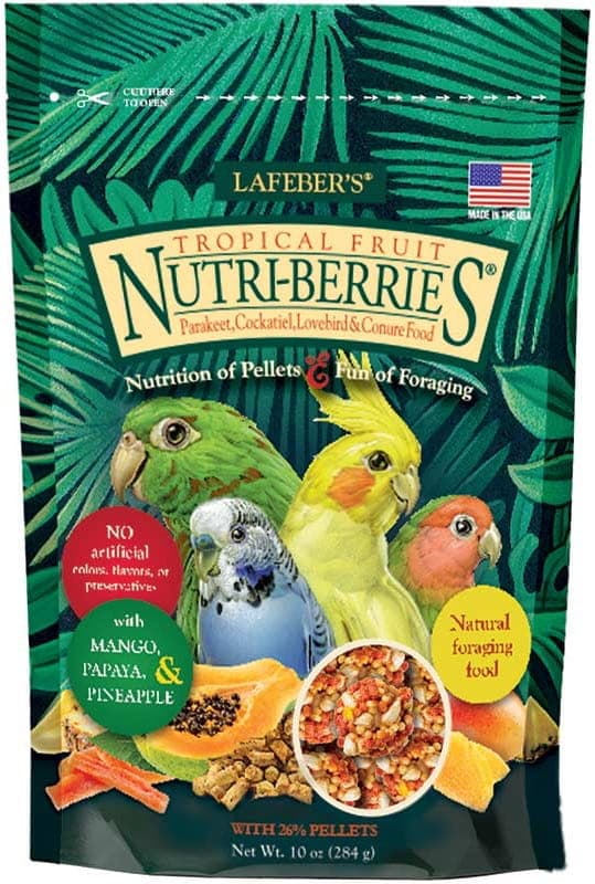 Lafeber NutriBerries Tropical Cockatiel - Ruoka: trooppisia hedelmiä sisältävä jyvä pallonmuotoisina keskikokoisille ja pienille papukaijoille 284 g