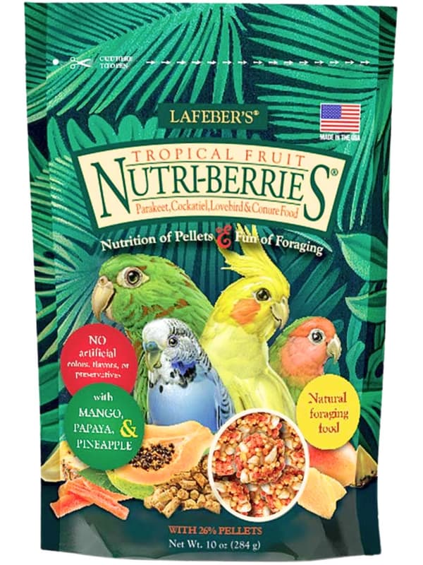 Lafeber NutriBerries Tropical Cockatiel - Ruoka: trooppisia hedelmiä sisältävä jyvä pallonmuotoisina keskikokoisille ja pienille papukaijoille 284 g