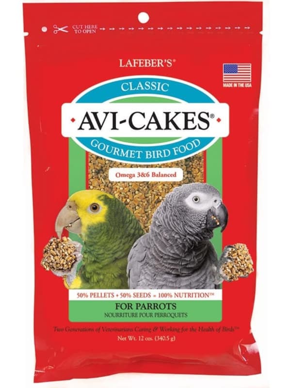 Lafeber Original AviCakes til papegøjer - Balanceret foder: korn med småkageformede granuler til store og mellemstore papegøjer 340 g