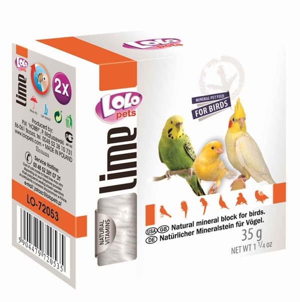 LOLO PETS LOLO LINE - Kalkstenskub NATURLIG kalksten - för papegojor 35g