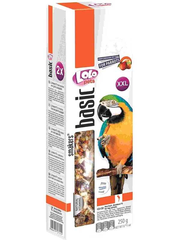 LoLo Pets BASIC - PÄHKINÄ- JA HEDELMÄMAKUISIA ISOILLE PAPAKUJOILLE 250 g