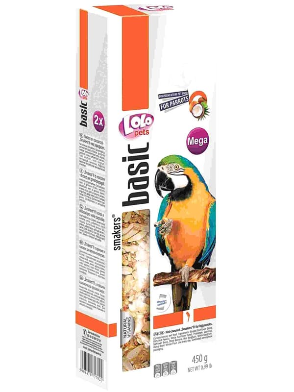 LoLo Pets BASIC - MEGA-PÄHKINÄ-HEDELMÄMAKUJA ISOILLE PAPAKUJOILLE 450 g