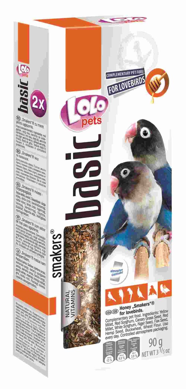 LoLo Pets Basic - Smakers HONUNG TILLÄGGNAD TILL ÄLSKADE FÅGLAR 90g (2x45g)