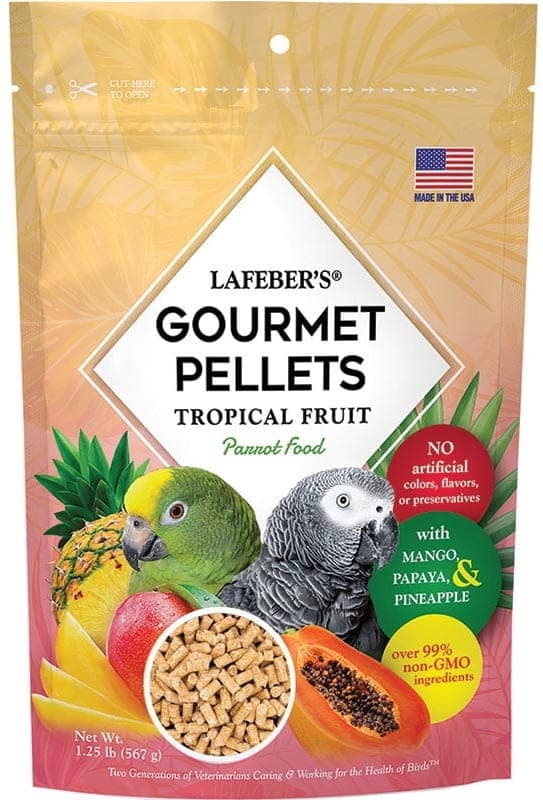 Lafeber Gourmet Pellets - Tropisk frukt - Papegojor - Balanserat foder: granulat med frukt för stora papegojor 567 g