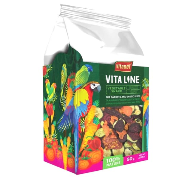 Vitapol VITALINE - Grönsakssnacks för alla papegojor 80g