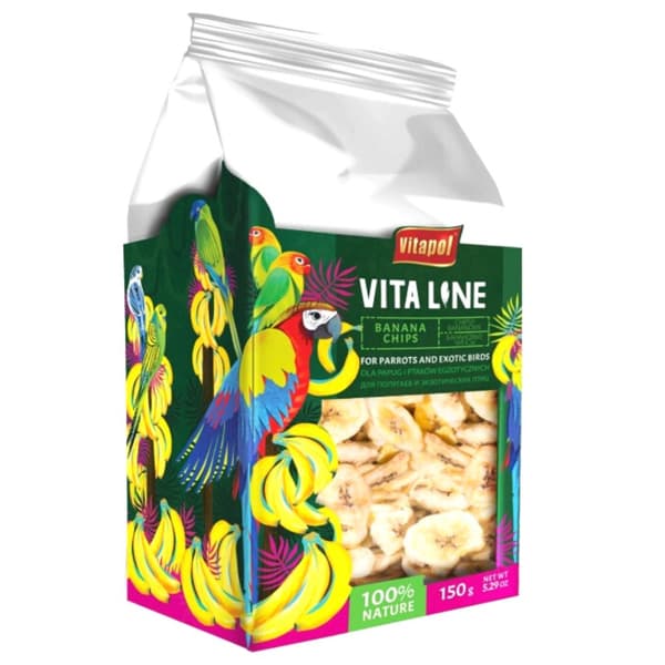 Vitapol VITALINE - Banaanilastuja kaikille papukaijoille 150g