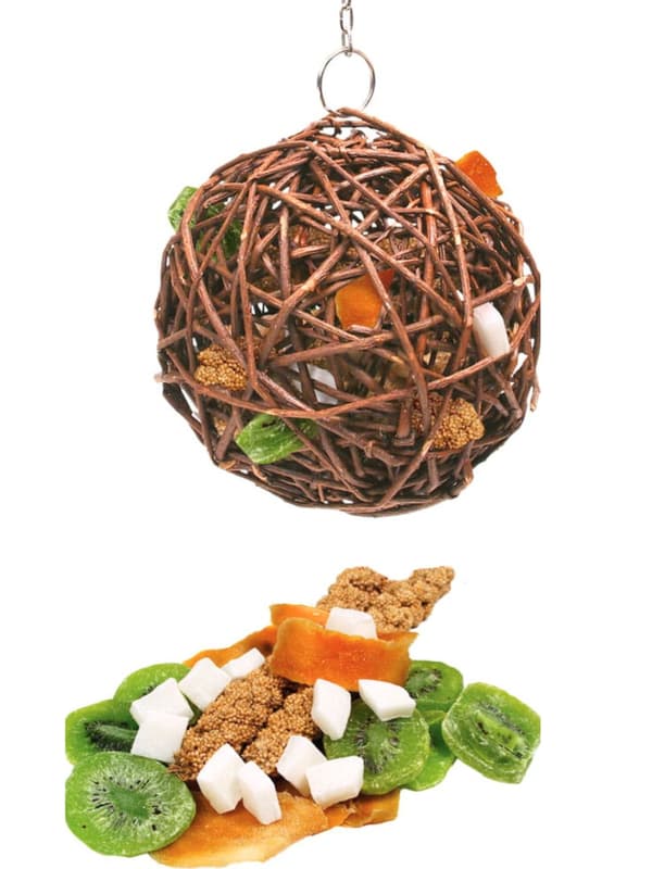 JR FARM Hedelmällä täytetty pajupallo - herkullinen välipala kaikille papukaijoille 135 g