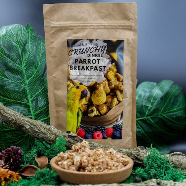 Crunchy Dinkel Parrot Breakfast - Papukaijan aamiainen tai lounasruoka, kuuma tai kylmä, kaikille papukaijoille, 100g