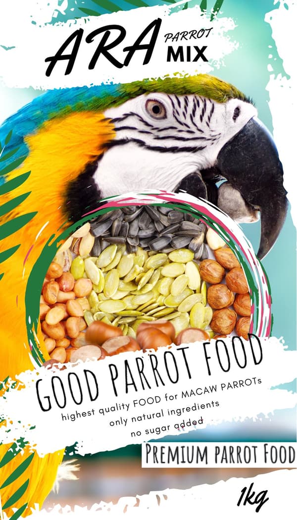 Premium papegojfoder - Ara papegojblandning - foder för aror och kakaduor 1 kg