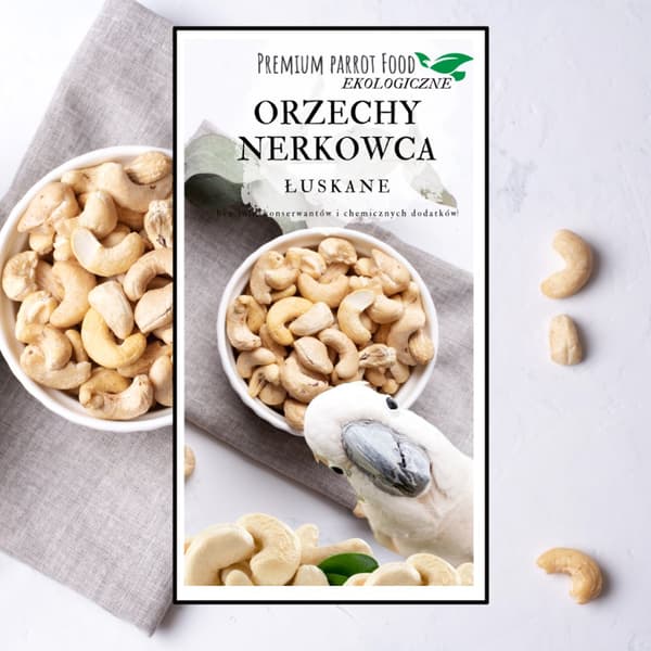 Premium papegojfoder - ekologiska cashewnötter - för alla papegojor 100g