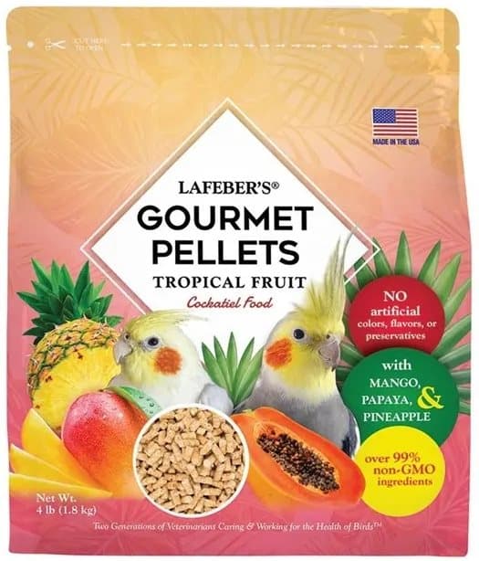 Lafeber Gourmet Pellets - Tropisk frukt - Nymfparakit - Balanserat foder: fruktgranulat för nymfparakiter 1,81 kg