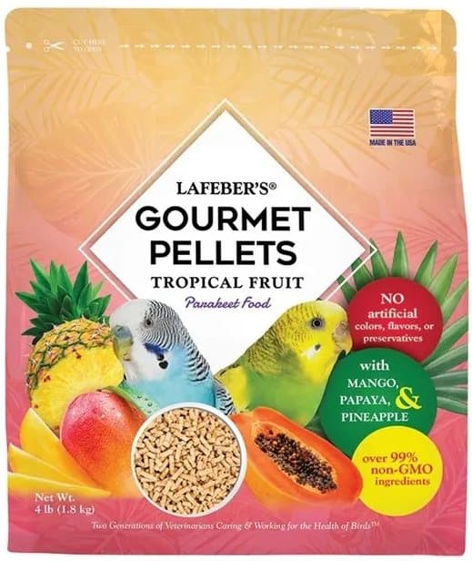 Lafeber Gourmet Pellets - Tropisk Frukt - Undulater - Balanserat foder: fruktgranulat för undulater 1,81 kg