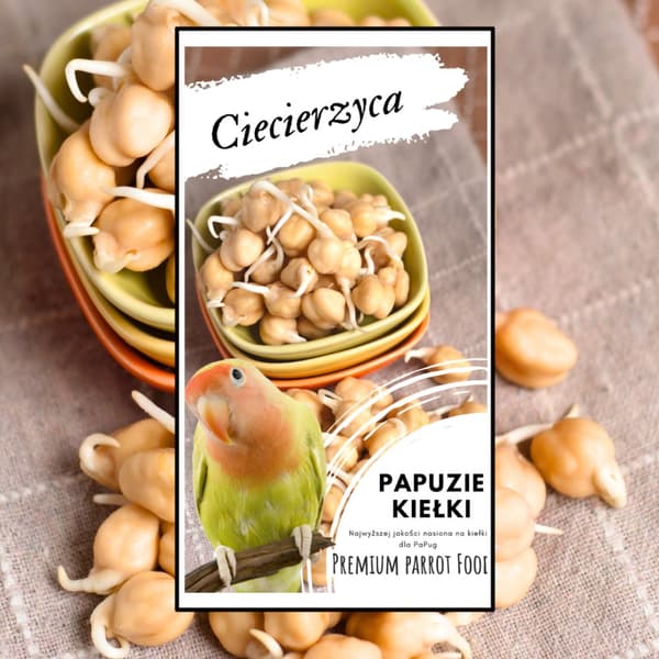 Premium papukaijanruoka | Kikherneet | Siemenet idätykseen | papukaijoille 50 g