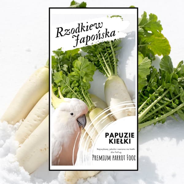 Premium papegojfoder | Daikon-rädisa | Groddfrön | för papegojor 50 g
