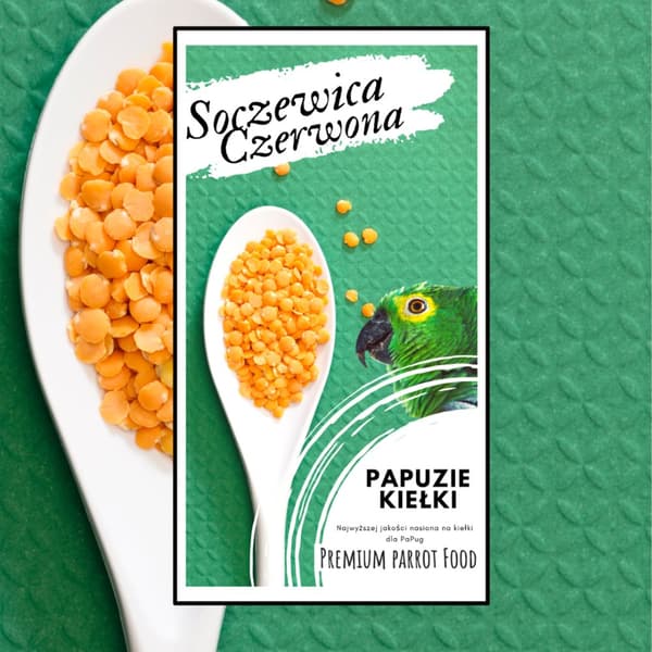 Premium papukaijanruoka | Punaiset linssit | Siemenet itujen kasvattamiseen | papukaijoille 50 g