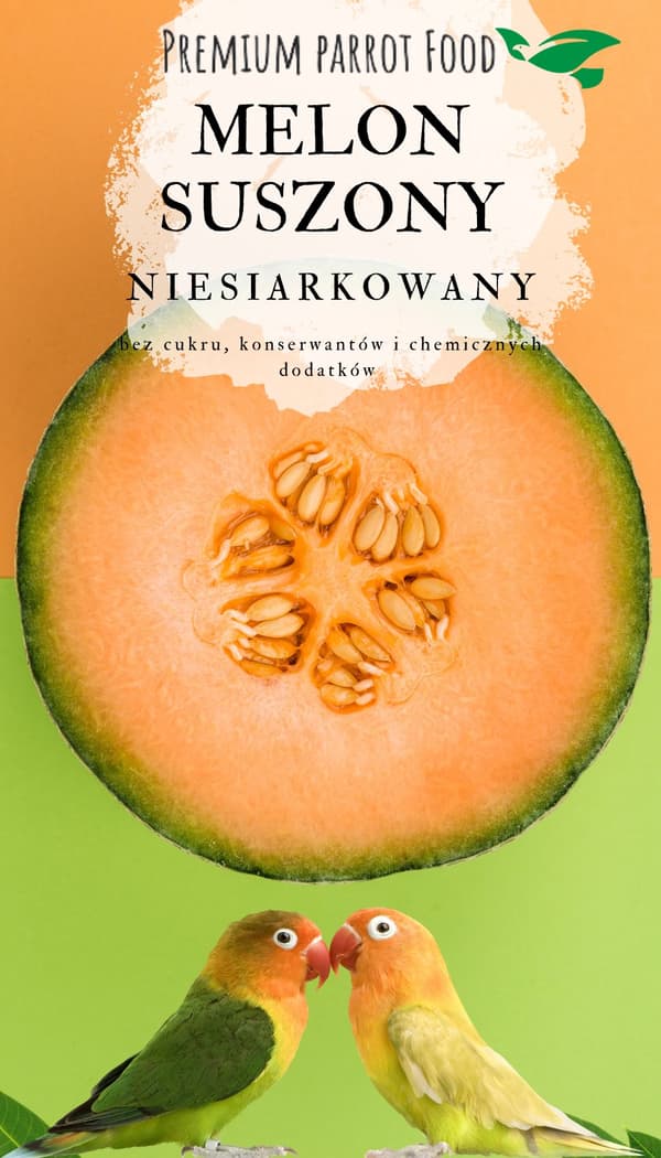 Premium papegojfoder | Naturligt torkad melon | Hälsosamt godbit för alla papegojor 100 g