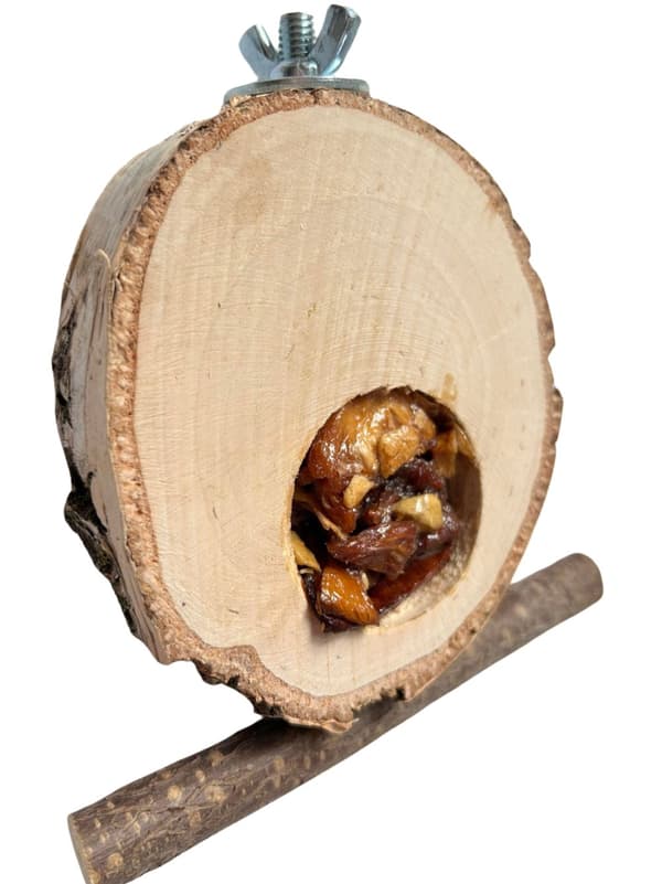 Björkbord med frukt - för små och medelstora papegojor
