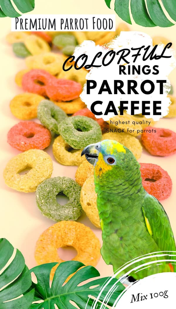 PARROT CAFFEE - Värikkäät renkaat - hedelmäsipsejä kaikille papukaijoille 100g