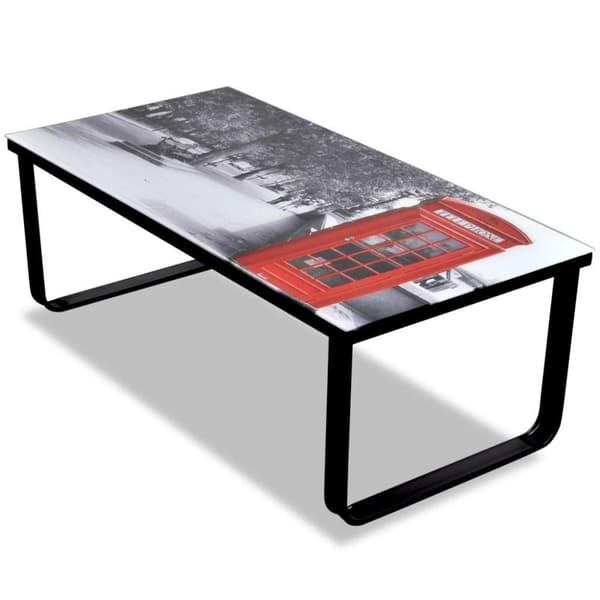 vidaXL Sofabord med telefonkiosk-print glassplate change2