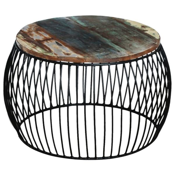 vidaXL sofabord rundt 68x37 cm massivt genbrugstræ