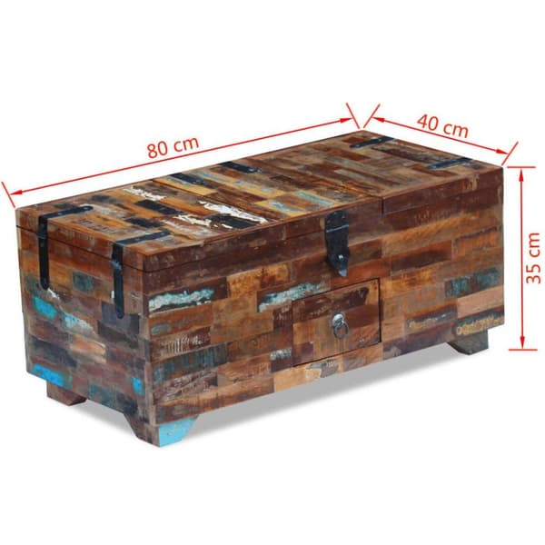 vidaXL sofabord 80x40x35 cm massivt genbrugstræ