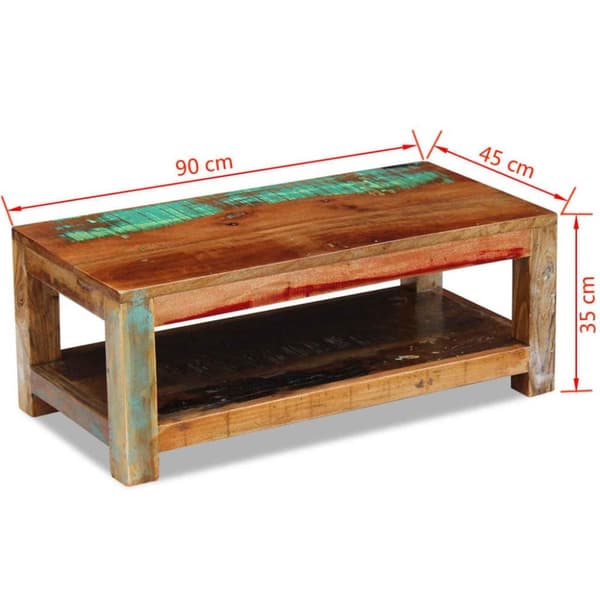 vidaXL sofabord 90x45x35 cm massivt genbrugstræ