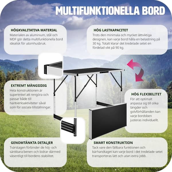 Arbetsbänk 3st - svart