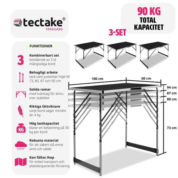 Arbetsbänk 3st - svart