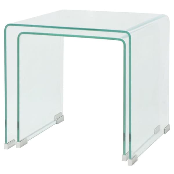 vidaXL Todelt settbord i temperert glass klar