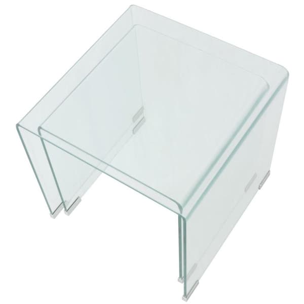 vidaXL Todelt settbord i temperert glass klar