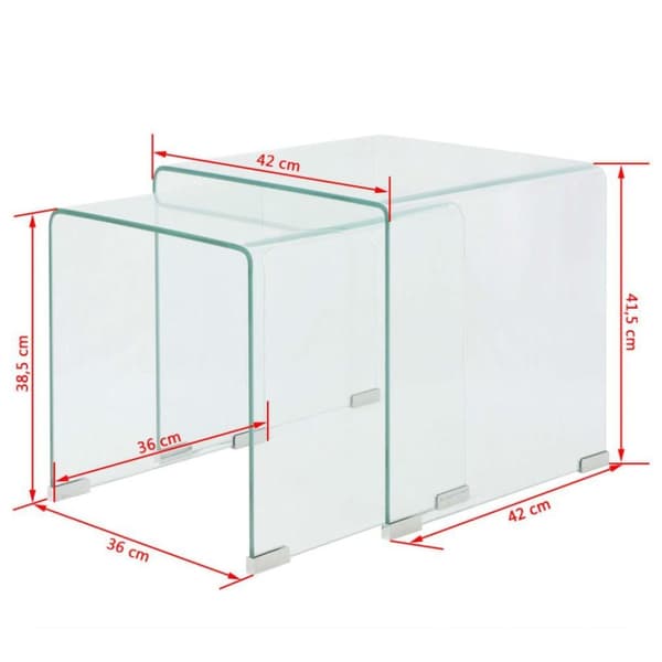 vidaXL Todelt settbord i temperert glass klar