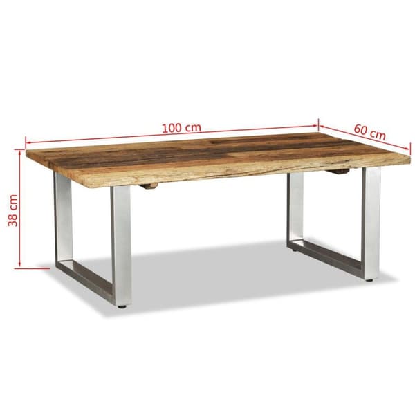 vidaXL sofabord i massivt genbrugstræ 100 x 60 x 38 cm